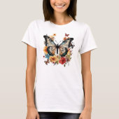 エレガントな蝶の花の自然のグラフィック Tシャツ (正面)
