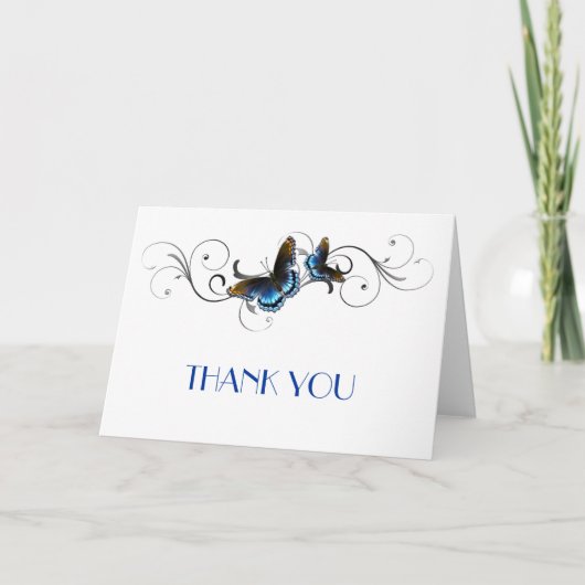 エレガントな蝶の花模様　ありがとう サンキューカード (正面)
