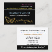 エレガントな蝶 ケアギバーの信頼とプロ意識 名刺 (正面/裏面)