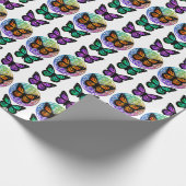 エレガントな蝶 色彩の生命の花 ラッピングペーパー (角)