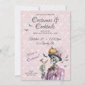 エレガントな衣装とカクテル 大人のハロウィン 招待状 (正面)