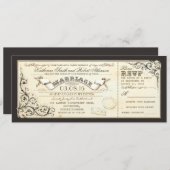 エレガントな装飾が施されたヴィンテージ結婚式のチケット 招待状 (正面/裏面)