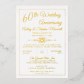 エレガントな装飾が施された60周年結婚記念日パーティーフォイル 箔招待状 (正面)
