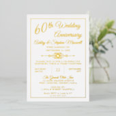 エレガントな装飾が施された60周年結婚記念日パーティーフォイル 箔招待状 (立ち正面)