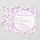 エレガントな装飾の紫色のハートの誕生日パーティー 招待状 (正面/裏面)