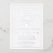 エレガントな装飾の25周年結婚記念日パーティーフォイル 箔招待状 (正面)