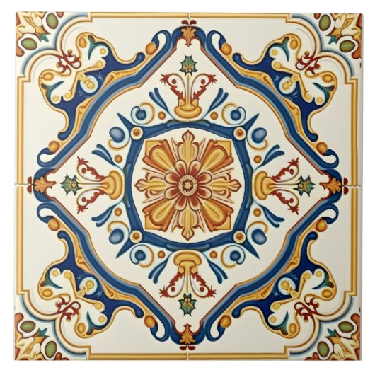 エレガントな装飾的なカラフルなスペイン様式 タイル (正面)