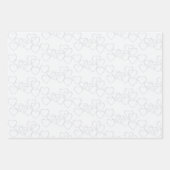 エレガントな装飾的なシルバーのハートチャームが白地に ラッピングペーパーシート (正面3)