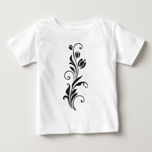 エレガントな装飾花のフラワーアート ベビーTシャツ (正面)
