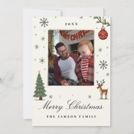 エレガントな装飾 ファミリー クリスマス フォト カード