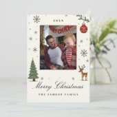 エレガントな装飾 ファミリー クリスマス フォト カード (スタンド正面)