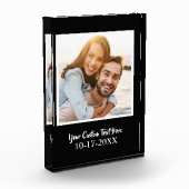 エレガントな記念品カスタムテンプレート ブラック モダン シック フォトブロック (左)