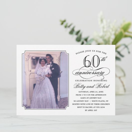 エレガントな記念日パーティーの写真招待状 招待状 (スタンド正面)