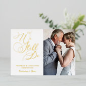 エレガントな記念日誓いの更新写真 箔招待状 (立ち正面)