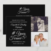 エレガントな記念日 ハート YEARS INTO FOREVER フォト 招待状 (正面/裏面)