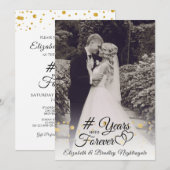エレガントな記念日 # 年への永遠の写真 招待状 (正面/裏面)