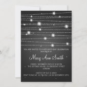 エレガントな誕生会きらめくなライン黒 招待状 (正面)