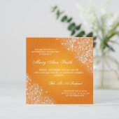 エレガントな誕生会のきらめくなグリッターのオレンジ 招待状 (スタンド正面)