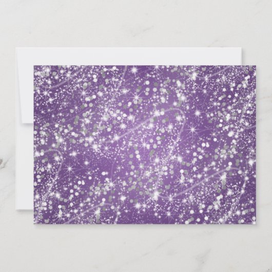 エレガントな誕生会のきらめくなグリッターの紫色 招待状 (裏面)