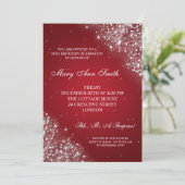 エレガントな誕生会のきらめくなグリッターの赤 招待状 (スタンド正面)