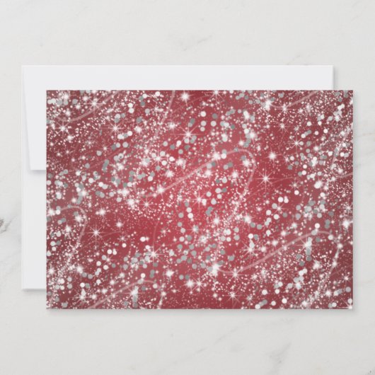 エレガントな誕生会のきらめくなグリッターの赤 招待状 (裏面)