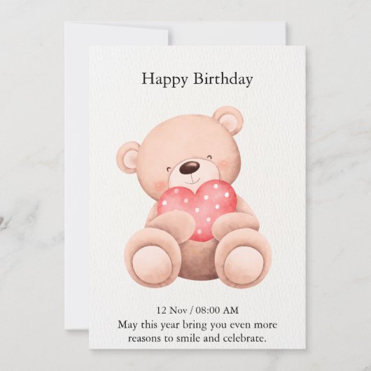 エレガントな誕生日カード 招待状 (正面)