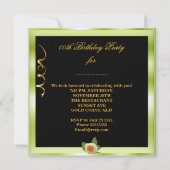 エレガントな誕生日グリーンゴールドのローズ 招待状 (裏面)