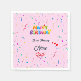 エレガントな誕生日パーティナプキンス – カスタムデザイン スタンダードカクテルナプキン