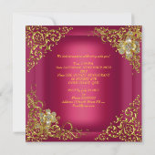 エレガントな誕生日パーティリッチピンク金ゴールド花 招待状 (裏面)