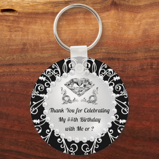 エレガントな誕生日パーティーの好意、任意の年、色 キーホルダー (裏面)
