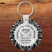 エレガントな誕生日パーティーの好意、任意の年、色 キーホルダー (正面)