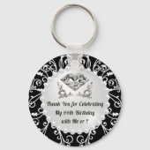 エレガントな誕生日パーティーの好意、任意の年、色 キーホルダー (裏面)