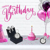 エレガントな誕生日パーティーの好意、任意の年、色 キーホルダー