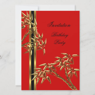 エレガントな誕生日パーティーアジアの竹 招待状