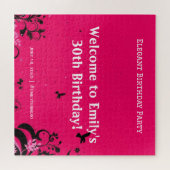 エレガントな誕生日パーティーウェルカムペデスタルサイン ジグソーパズル (横)