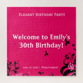 エレガントな誕生日パーティーウェルカムペデスタルサイン ジグソーパズル