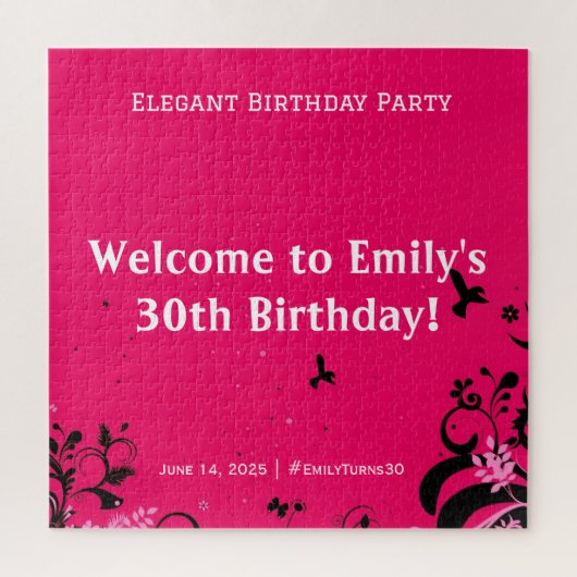 エレガントな誕生日パーティーウェルカムペデスタルサイン ジグソーパズル (縦)