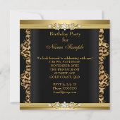エレガントな誕生日パーティーヒョウ金ゴールドチーター 招待状 (裏面)