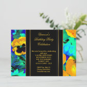 エレガントな誕生日パーティー抽象芸術の花 招待状 (スタンド正面)