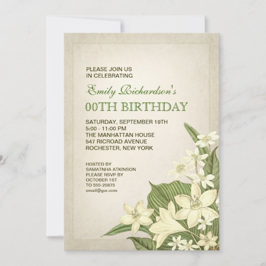 エレガントな誕生日パーティー招待状 招待状 (正面)