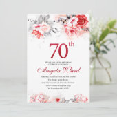 エレガントな誕生日パーティー 花のグリッター 70歳 招待状 (スタンド正面)