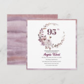 エレガントな誕生日パーティー 花の輝き 95歳 招待状 (正面/裏面)