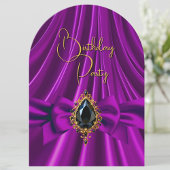 エレガントな誕生日プラムパープルゴールドブラックジュエル 招待状