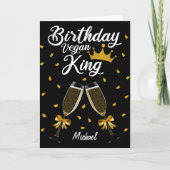 エレガントな誕生日ベジタリアン キング ゴールドとブラック カード (正面)