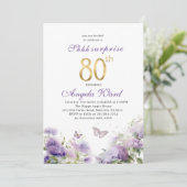 エレガントな誕生日祝いの水彩紫の花 招待状 (スタンド正面)