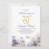 エレガントな誕生日祝い 水彩 紫の花 招待状 (正面)