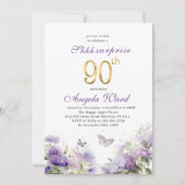 エレガントな誕生日祝い 水彩 紫の花 招待状 (正面)