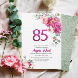 エレガントな誕生日祝い 花の輝き 85歳 招待状