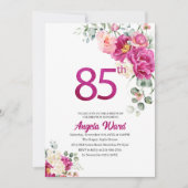 エレガントな誕生日祝い 花の輝き 85歳 招待状 (正面)