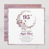 エレガントな誕生日祝い 花の輝き 95歳 招待状 (正面/裏面)